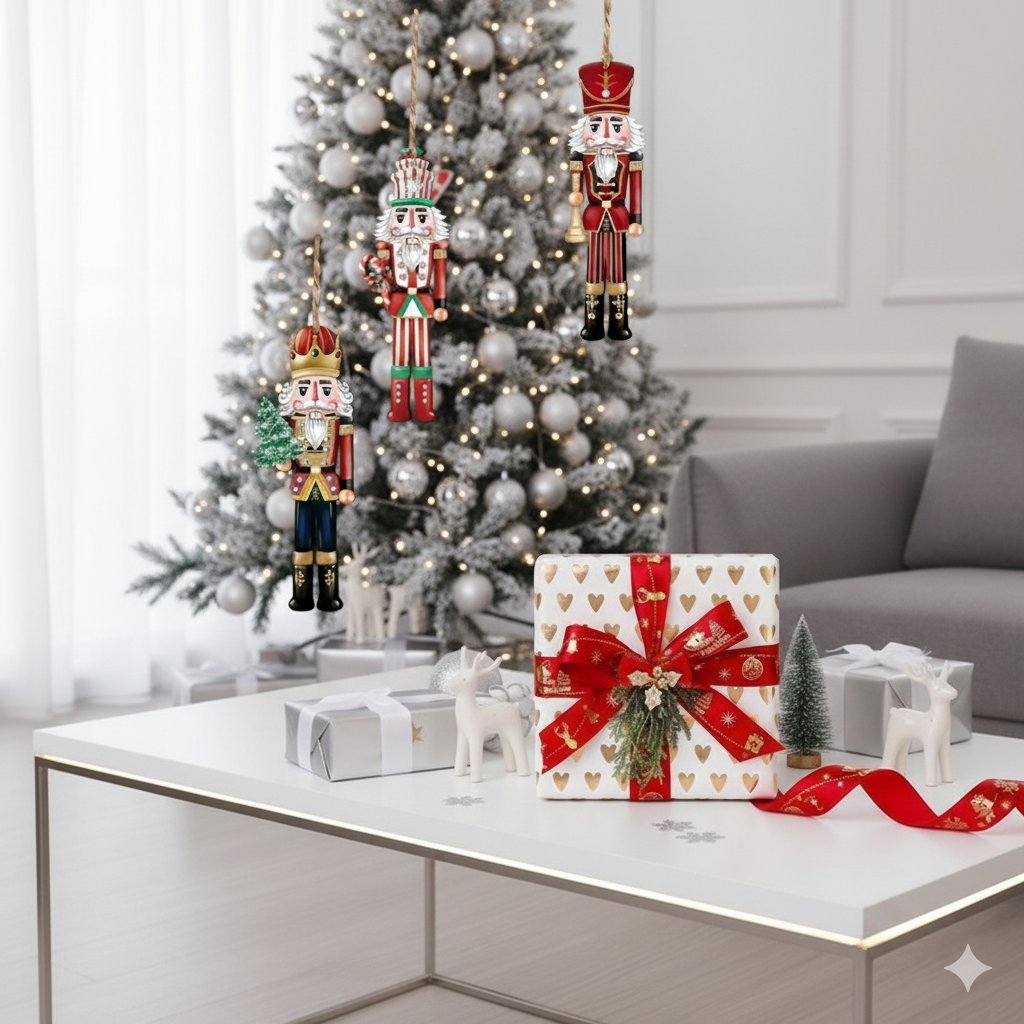 12 Colgantes de Soldados Cascanueces Navideños para Árbol de Navidad